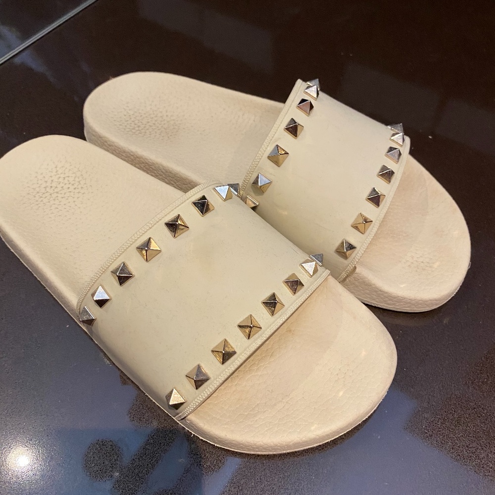 Valentino Cream Studded Sandals